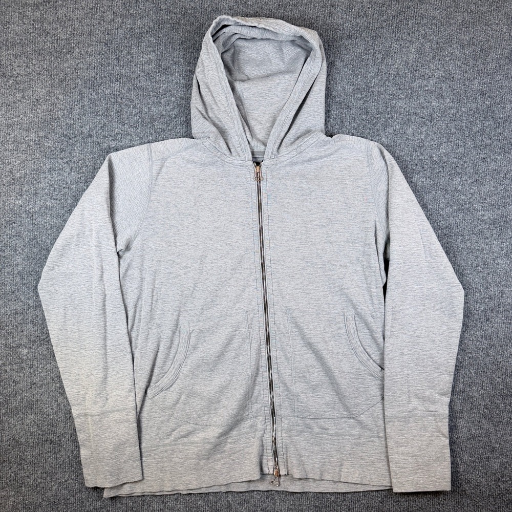 Wings + Horns Hoodie Mens XL Gray Full Zip Hoody Sweatshirt Textured Cotton